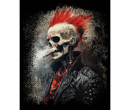 Koszulka Punk czaszka 100% bawełna luźna koszulka, old skull
